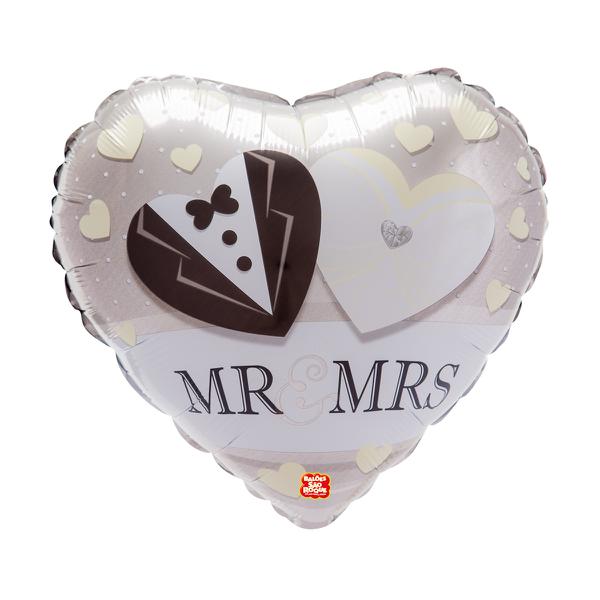 BALAO METALIZADO 45CM CORACAO MR&MRS UN SAO ROQUE