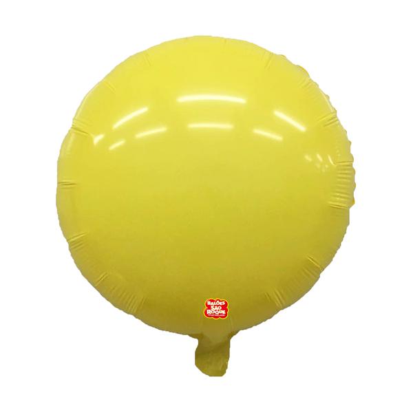 BALAO METALIZADO 45CM REDONDO AMARELO CANDY UN SAO ROQUE