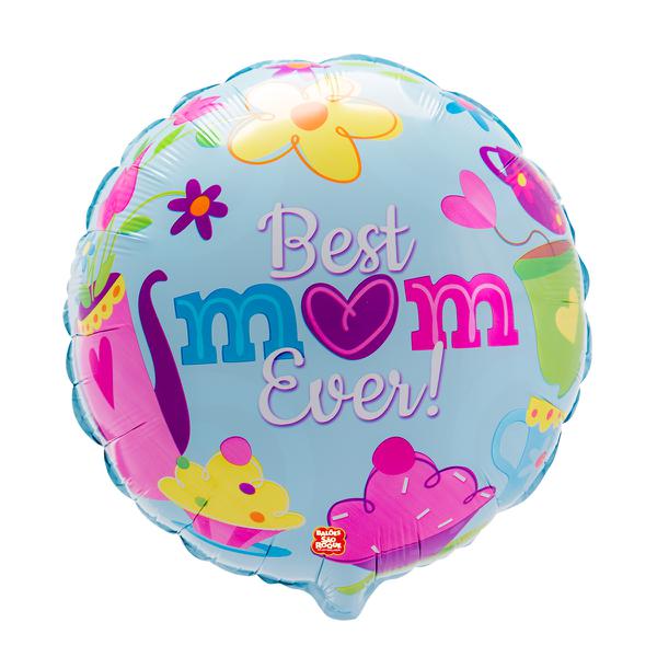 BALAO METALIZADO 45CM REDONDO BEST MOM UN SAO ROQUE