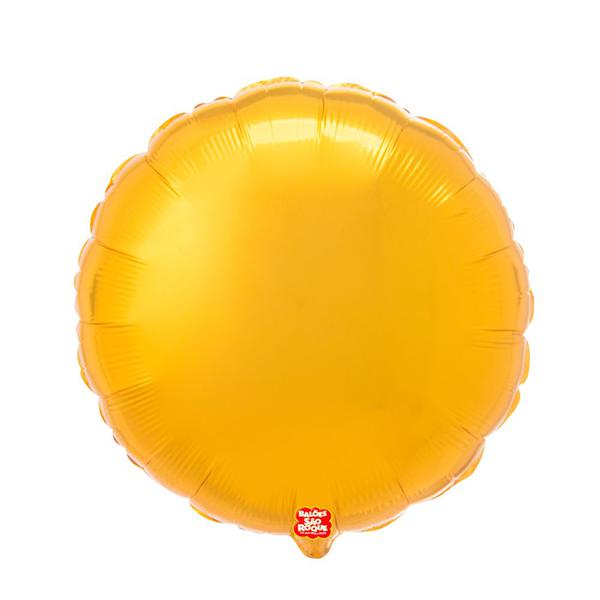 BALAO METALIZADO 45CM REDONDO DOURADO UN SAO ROQUE