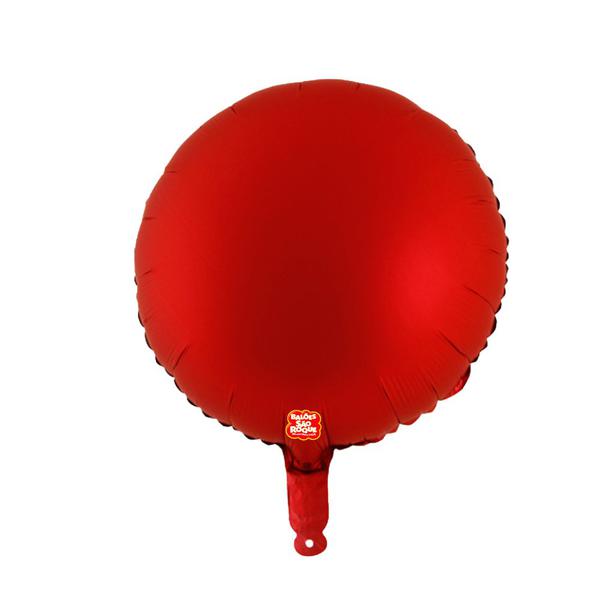 BALAO METALIZADO 45CM REDONDO VERMELHO FOSCO UN SAO ROQUE