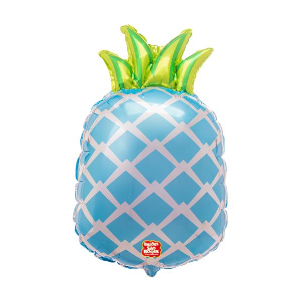 BALAO METALIZADO 74CM  ABACAXI  AZUL 31" SAO ROQUE