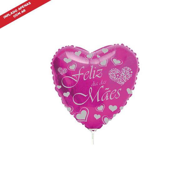 BALAO METALIZADO 9" CORACAO PINK FELIZ DIA DAS MAES UN MEGATOON