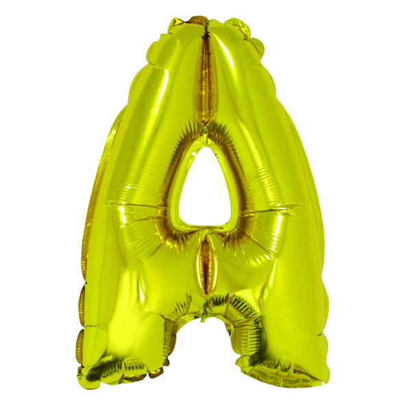 BALAO METALIZADO LETRA A DOURADO 16" UN SILVER