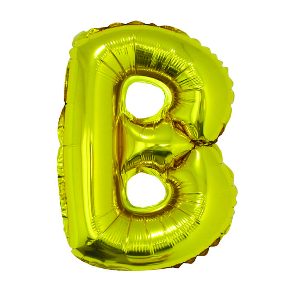 BALAO METALIZADO LETRA B DOURADO 16" UN SILVER