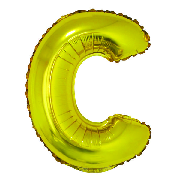 BALAO METALIZADO LETRA C DOURADO 16" UN SILVER