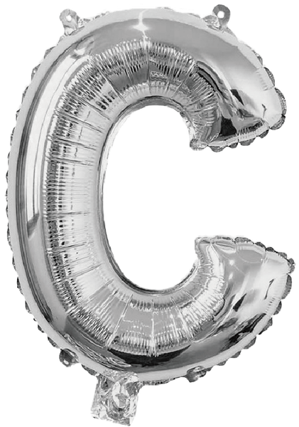 BALAO METALIZADO LETRA C PRATA 16" UN SILVER