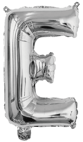 BALAO METALIZADO LETRA E PRATA 16" UN SILVER