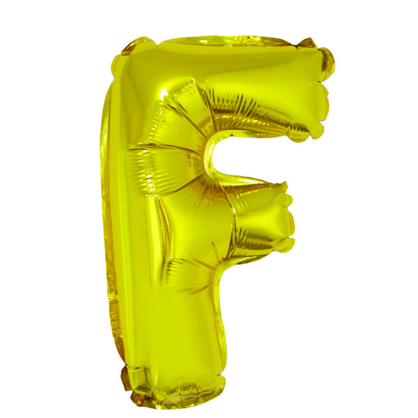 BALAO METALIZADO LETRA F DOURADO 16" UN SILVER