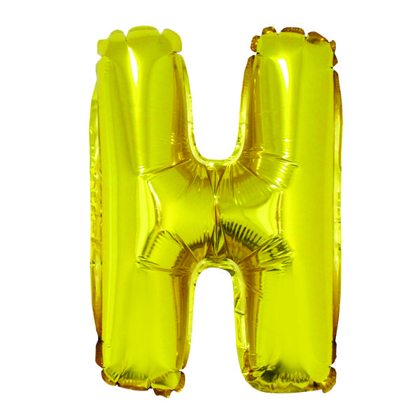 BALAO METALIZADO LETRA H DOURADO 16" UN SILVER