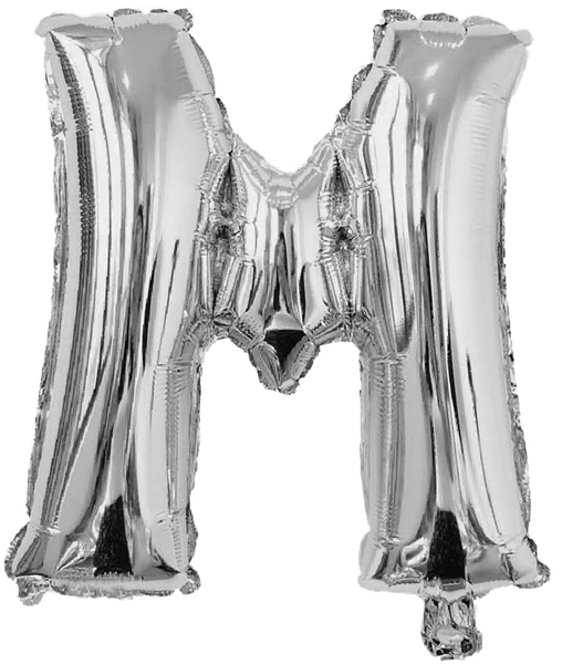 BALAO METALIZADO LETRA M PRATA 16" UN SILVER