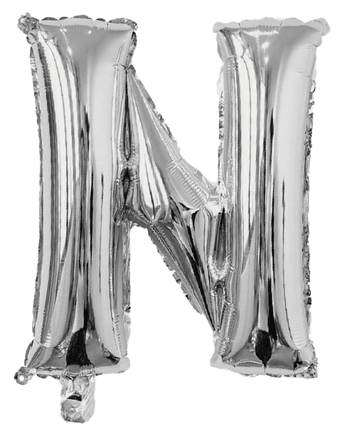 BALAO METALIZADO LETRA N PRATA 16" UN SILVER