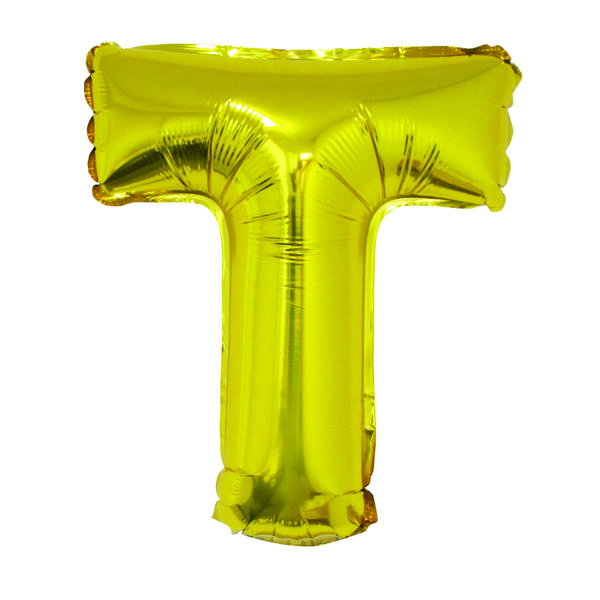 BALAO METALIZADO LETRA T DOURADO 16" UN SILVER