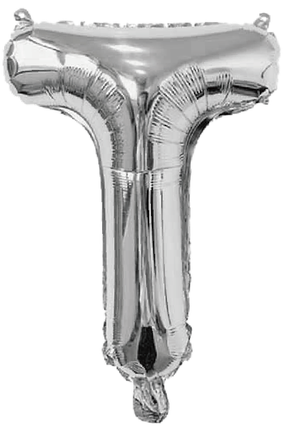 BALAO METALIZADO LETRA T PRATA 16" UN SILVER
