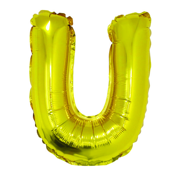BALAO METALIZADO LETRA U DOURADO 16" UN SILVER