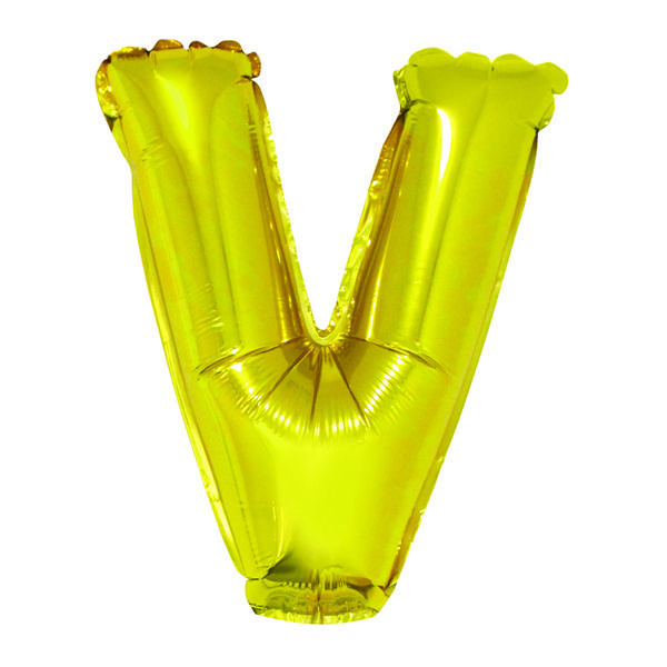 BALAO METALIZADO LETRA V DOURADO 16" UN SILVER