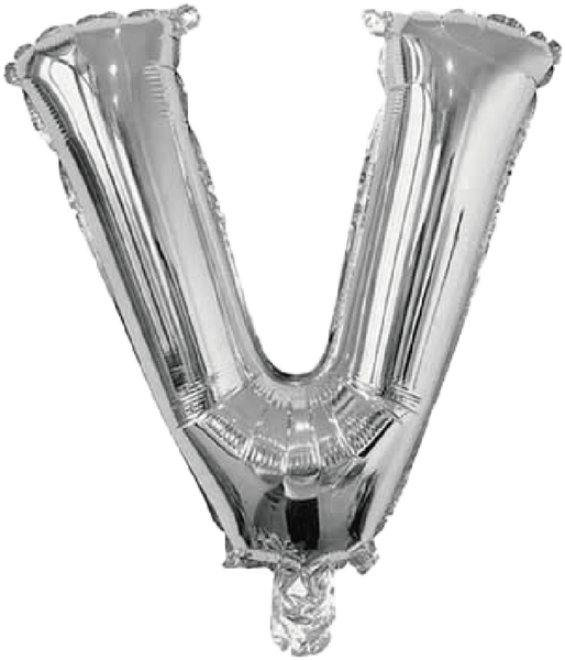 BALAO METALIZADO LETRA V PRATA 16" UN SILVER