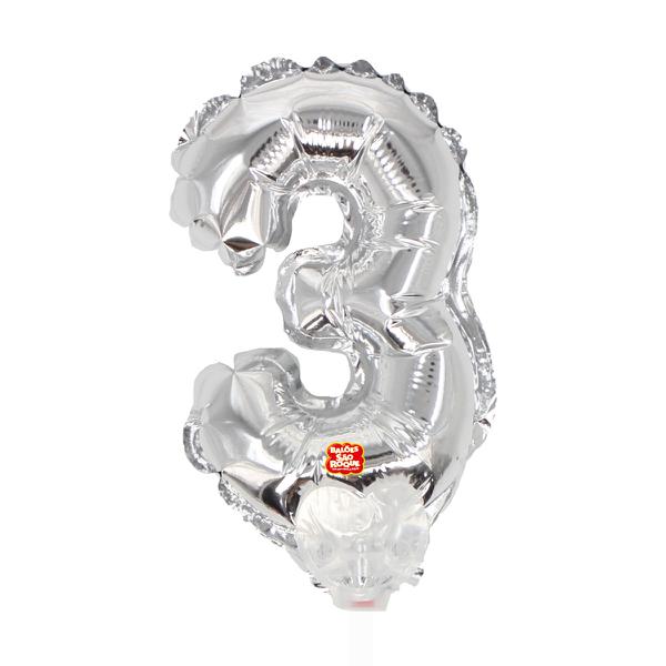 BALAO METALIZADO Nº03 TOPCAKE PRATA 13CM UN SAO ROQUE