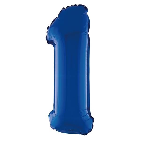 BALAO METALIZADO Nº1 AZUL 16" UN SILVER