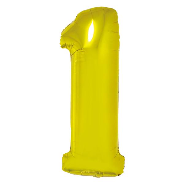 BALAO METALIZADO Nº1 DOURADO 34" UN SILVER