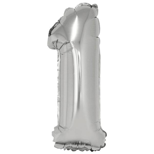 BALAO METALIZADO Nº1 PRATA 16" UN SILVER