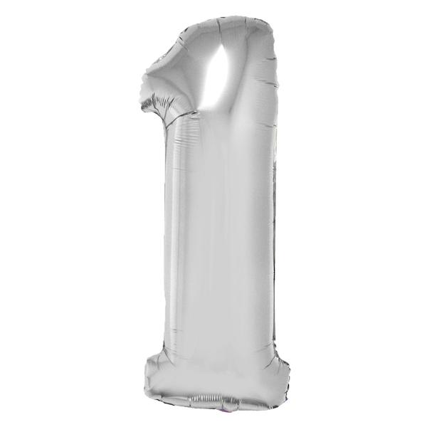 BALAO METALIZADO Nº1 PRATA 34" UN SILVER