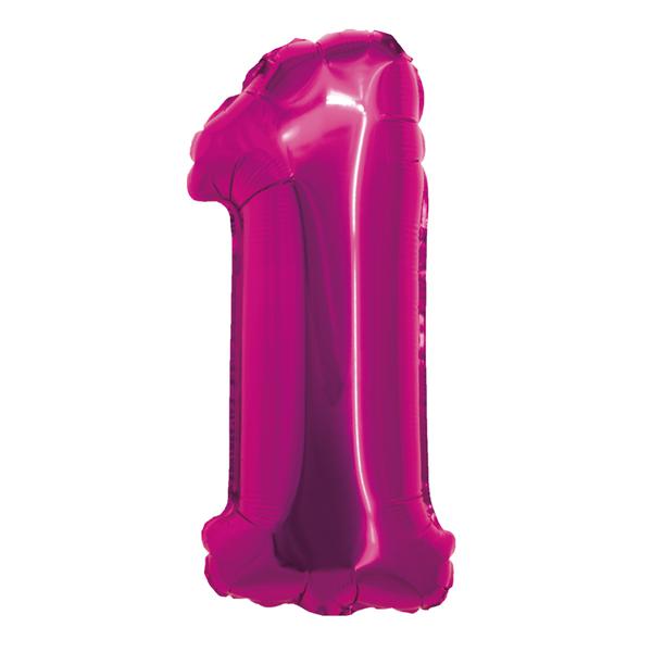 BALAO METALIZADO Nº1 ROSA 16" UN SILVER