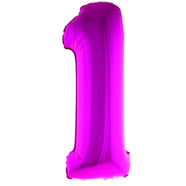 BALAO METALIZADO Nº1 ROSA 34" UN SILVER