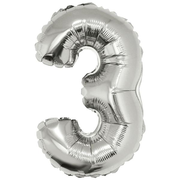 BALAO METALIZADO Nº3 PRATA 16" UN SILVER