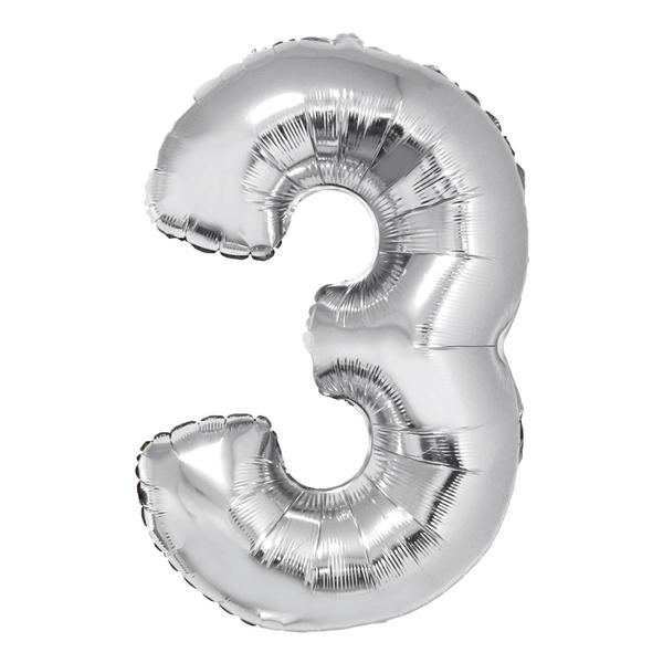 BALAO METALIZADO Nº3 PRATA 34" UN SILVER