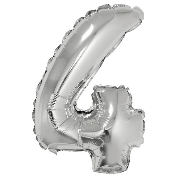 BALAO METALIZADO Nº4 PRATA 16" UN SILVER