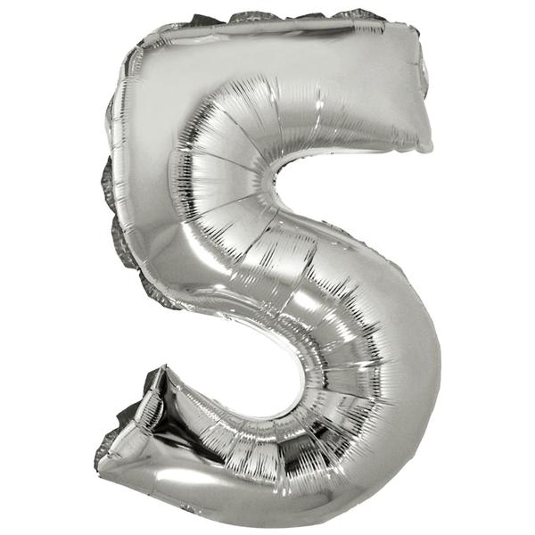 BALAO METALIZADO Nº5 PRATA 16" UN SILVER