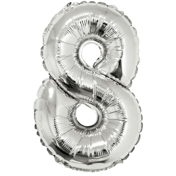 BALAO METALIZADO Nº8 PRATA 16" UN SILVER