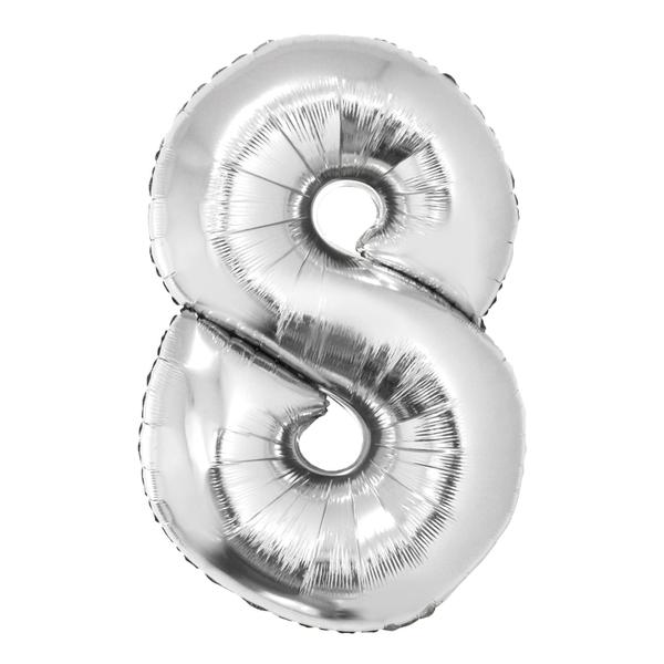 BALAO METALIZADO Nº8 PRATA 34" UN SILVER
