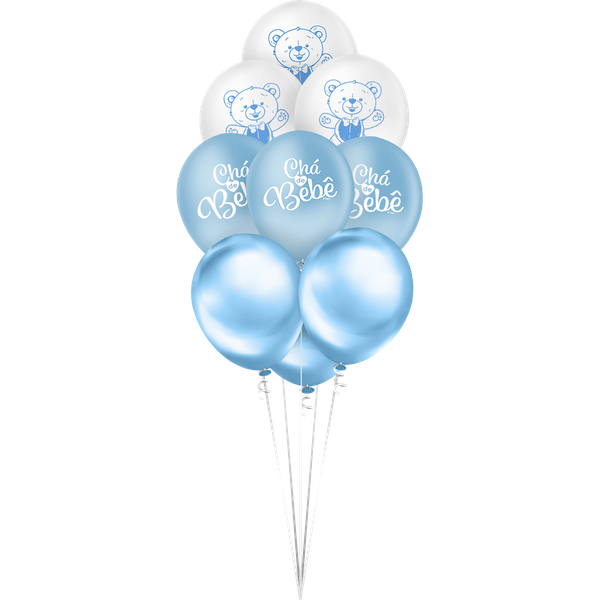 BALAO Nº09 DEGRADE AZUL CHA DE BEBE MENINO 10UN REGINA