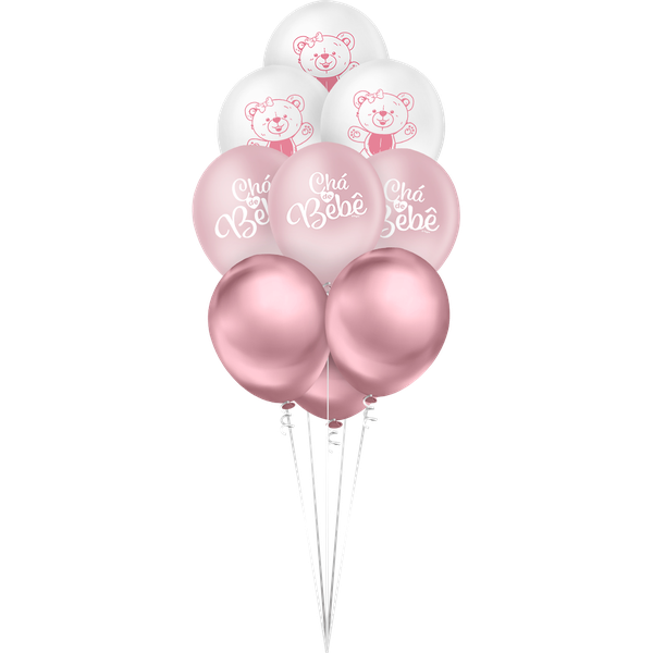 BALAO Nº09 DEGRADE ROSA CHA DE BEBE MENINA 10UN REGINA