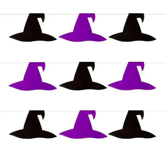 BANDEIRINHA HALLOW CHAPEU BRUXA PRETO/ROXO 5M MAXIFORMAS