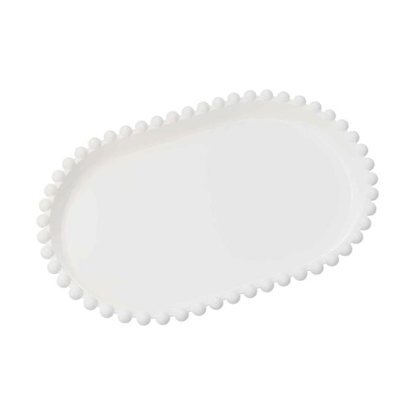 BANDEJA OVAL PEROLA 20X13CM BRANCO UN PRODUFEST