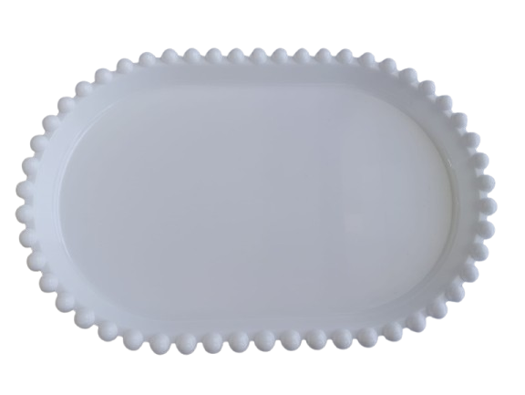 BANDEJA OVAL PEROLA 20X13CM BRANCO UN PRODUFEST