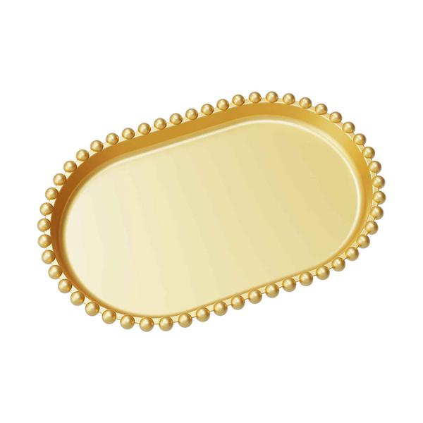 BANDEJA OVAL PEROLA 20X13CM DOURADA UN PRODUFEST