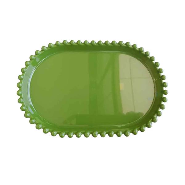 BANDEJA OVAL PEROLA 20X13CM VERDE OLIVA UN PRODUFEST