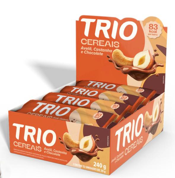 BARRA CEREAIS AVELA E CASTANHA COM CHOCOLATE 12UN TRIO