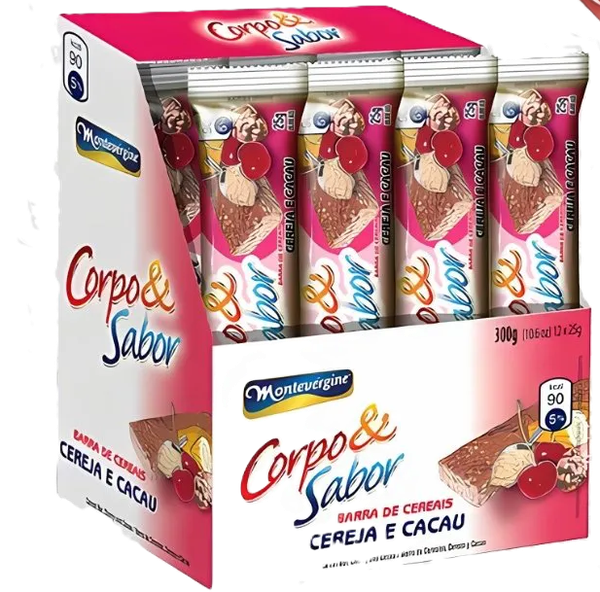 BARRA CEREAIS CEREJA E CACAU 12UN  MONTEVERGINE
