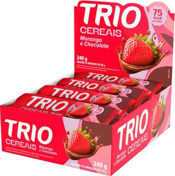 BARRA CEREAIS MORANGO COM CHOCOLATE 12UN TRIO