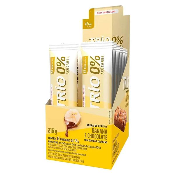 BARRA CEREAIS ZERO BANANA COM CHOCOLATE 12UN TRIO
