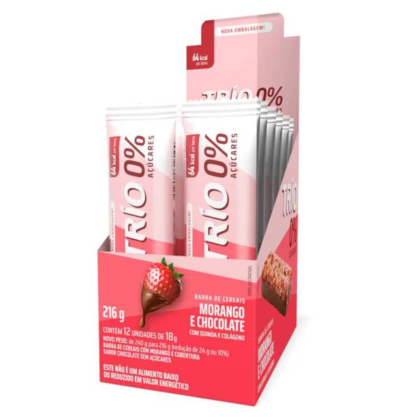 BARRA CEREAIS ZERO MORANGO COM CHOCOLATE 12UN TRIO