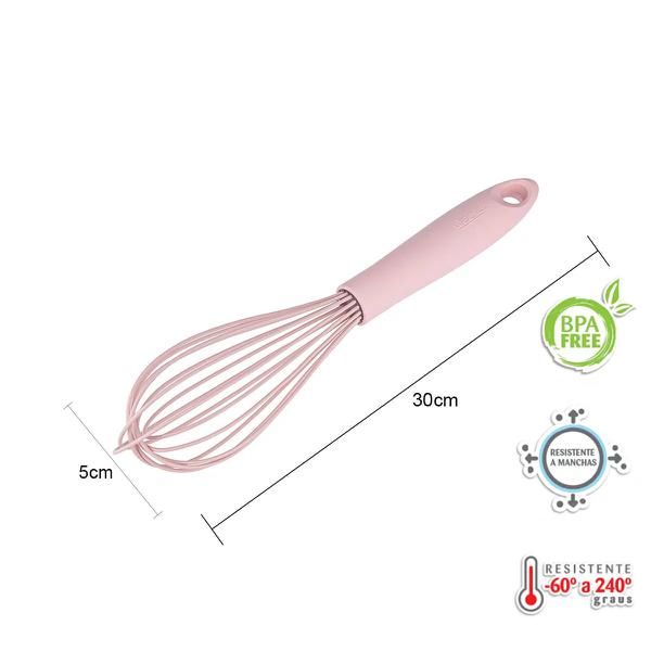 BATEDOR MANUAL SILICONE 31CM CABO EM PP ROSA UN WECK