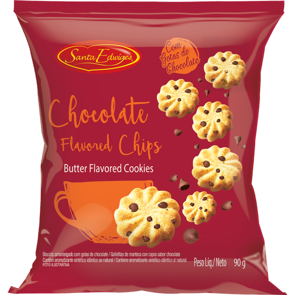 BISCOITO BUTTER MINI COOKIES 90G GOTAS CHOCOLATE SANTA EDWIGES