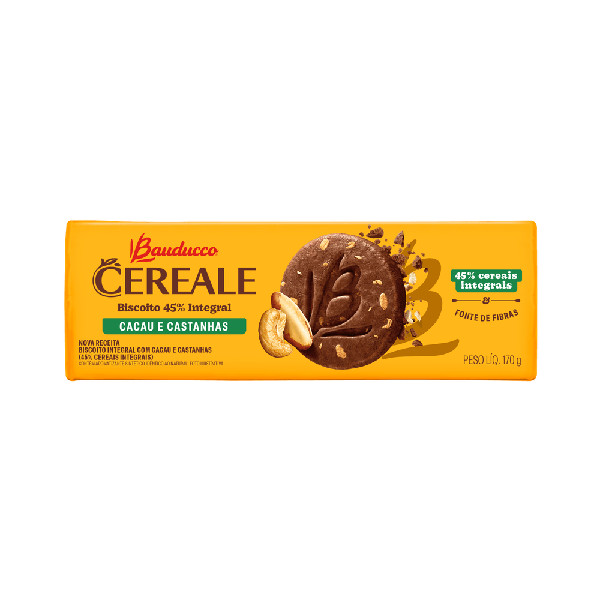 BISCOITO CEREALE CACAU, CASTANHAS E FIBRAS 170G BAUDUCCO