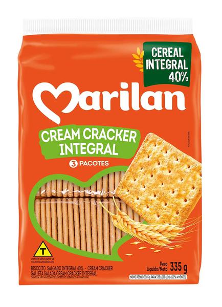 BISCOITO CREAM CRACKER INTEGRAL 335G MARILAN